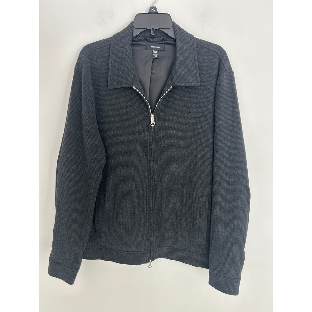 Matinique Mens Textured Zip Up Jacket Charcoal Grey Size USA 40 EUR 50 Coat